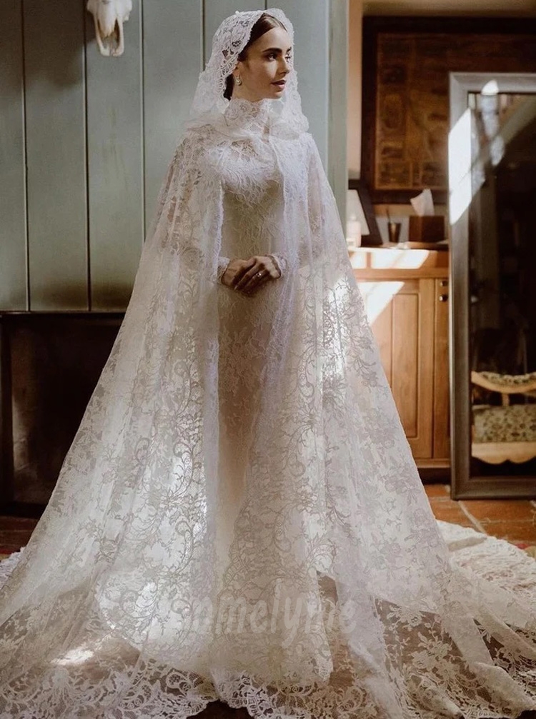 Funyue Muslim Wedding Gown For Bride 2023 Lace A-line Arabic Dubai Long  Sleeves Hijab Islamic Wedding Dress Veil Robe De Mariage - Wedding Dresses  - AliExpress